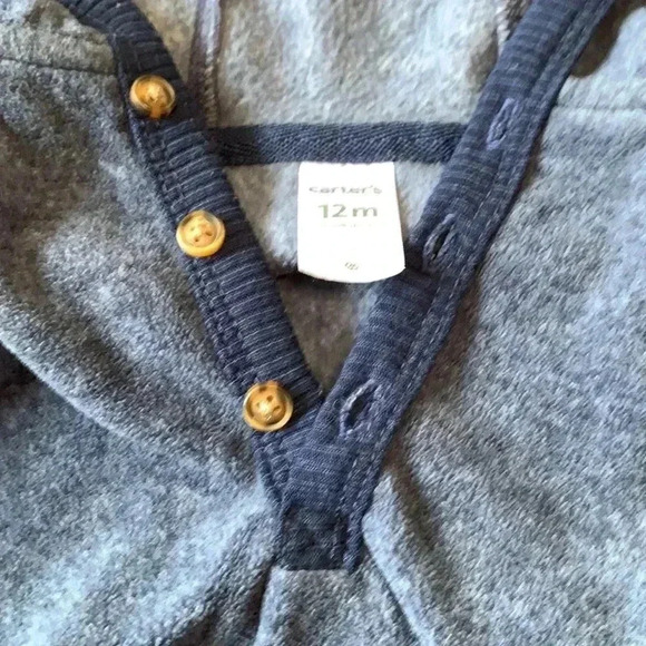 Carters soft fleece sleeper w hood (with ears), snap legs, kitty cat on the back - Picture 6 of 8